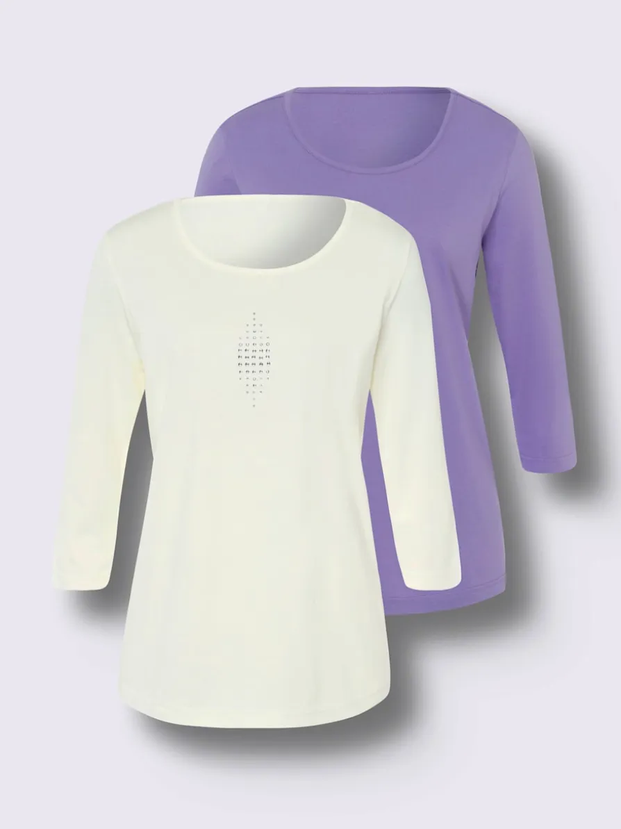 T-shirt à manches 3/4 lot de 2