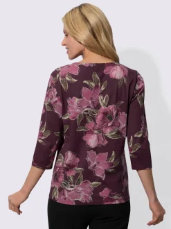 T-shirt à manches 3/4 motif floral