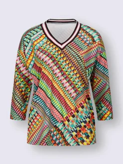 T-shirt à manches 3/4 ruban rayé sportif