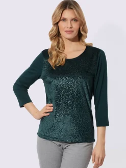T-shirt à manches 3/4 velours élastique brillant