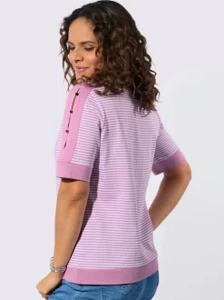 T-shirt rayé passepoil contrasté