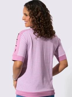 T-shirt rayé passepoil contrasté