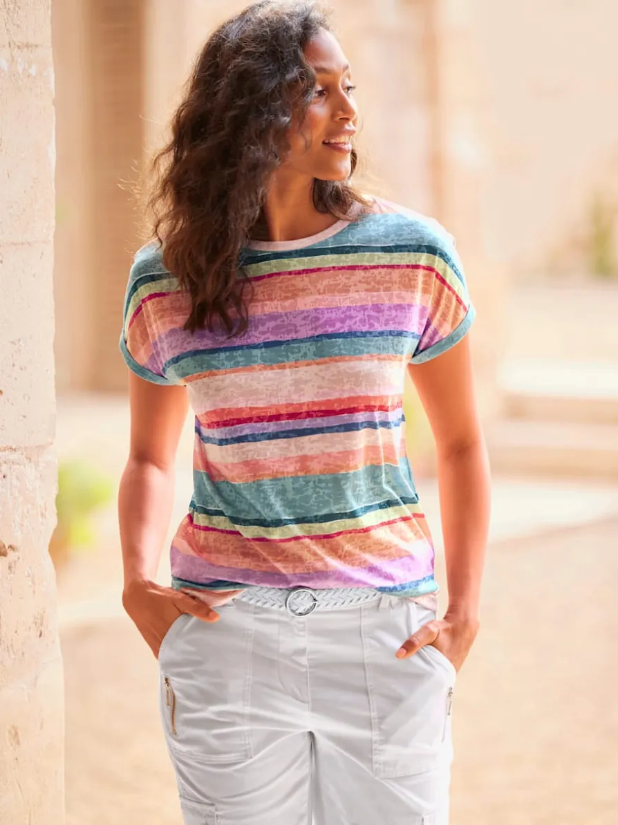 T-shirt séduisant motif à rayures