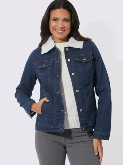 Veste en jean col imitation fourrure amovible