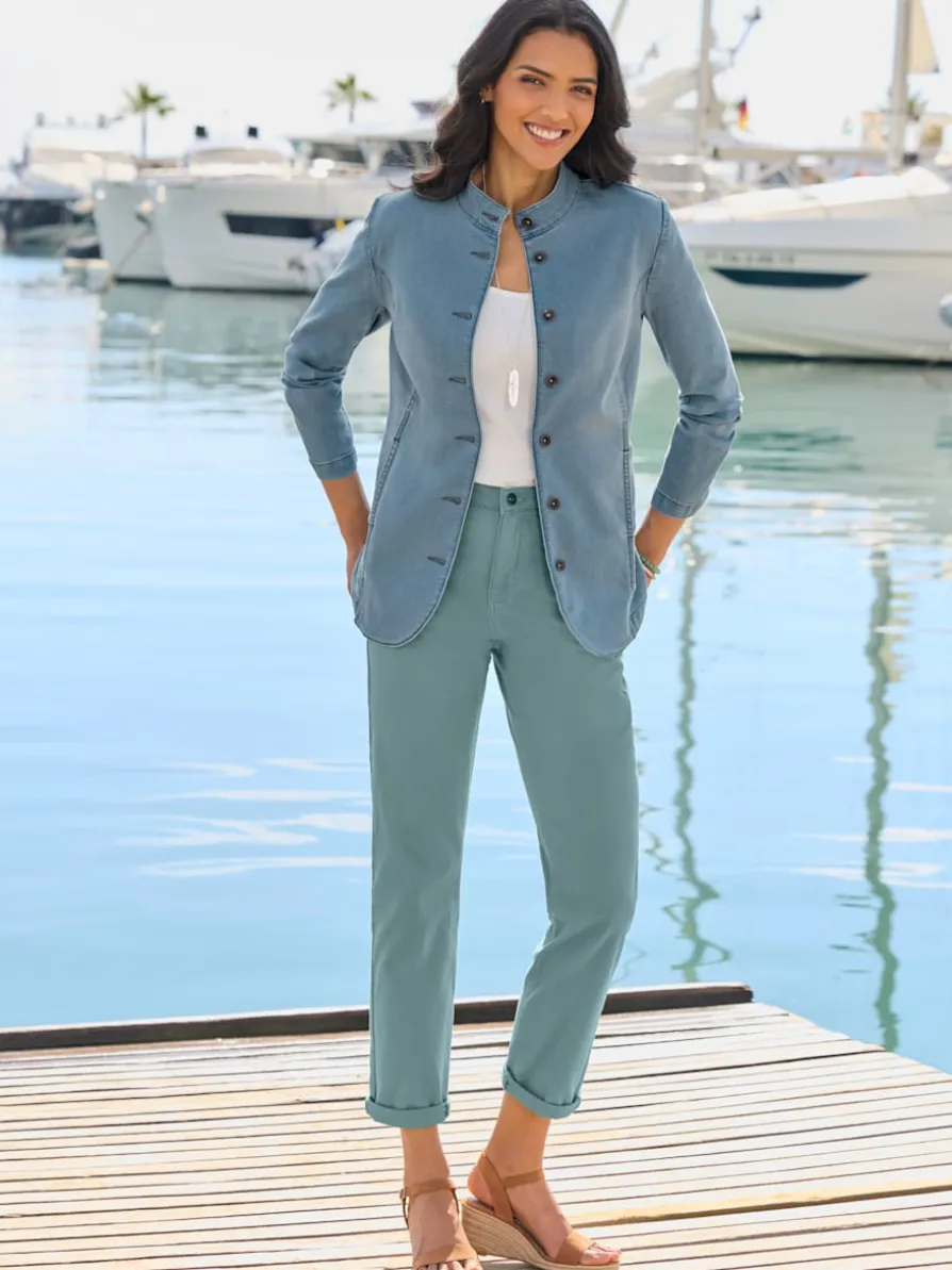 Veste en jean coutures princesse structurantes