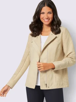 Veste en synthétique imitation velours douce découpée au laser