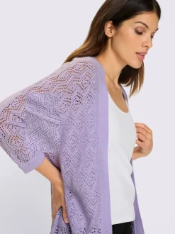 Veste en tricot ajouré coupe ouverte affinante