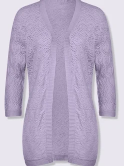 Veste en tricot ajouré coupe ouverte affinante