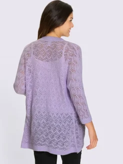 Veste en tricot ajouré coupe ouverte affinante
