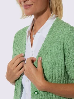 Veste en tricot ajouré fils chinés