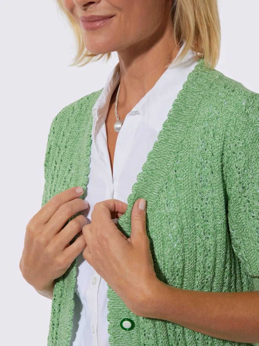 Veste en tricot ajouré fils chinés