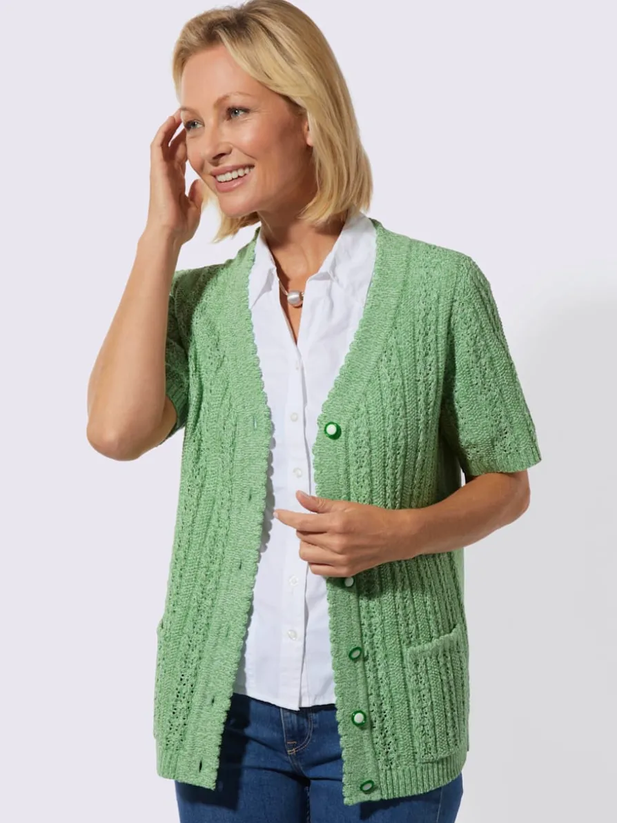 Veste en tricot ajouré fils chinés