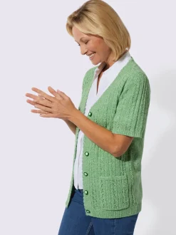 Veste en tricot ajouré fils chinés