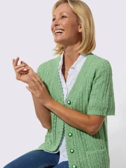 Veste en tricot ajouré fils chinés