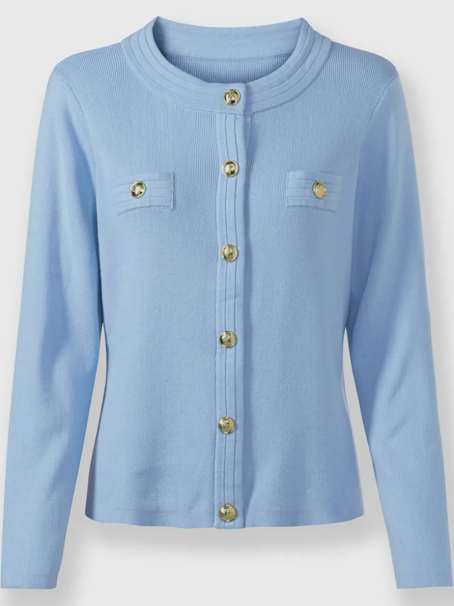 Veste en tricot boutons-pression couleur or