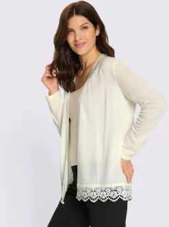 Veste en tricot dentelle à l'ourlet