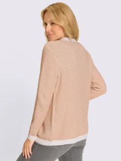 Veste en tricot encolure en v côtelée