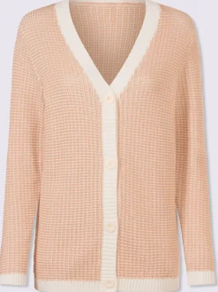 Veste en tricot encolure en v côtelée
