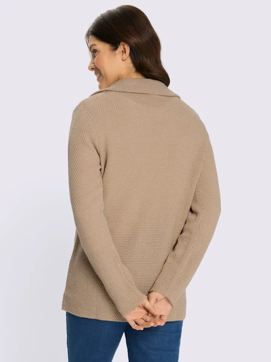 Veste en tricot fil argenté brillant couleur argenté