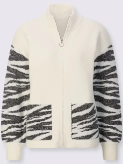 Veste en tricot jacquard fil argenté brillant couleur argenté