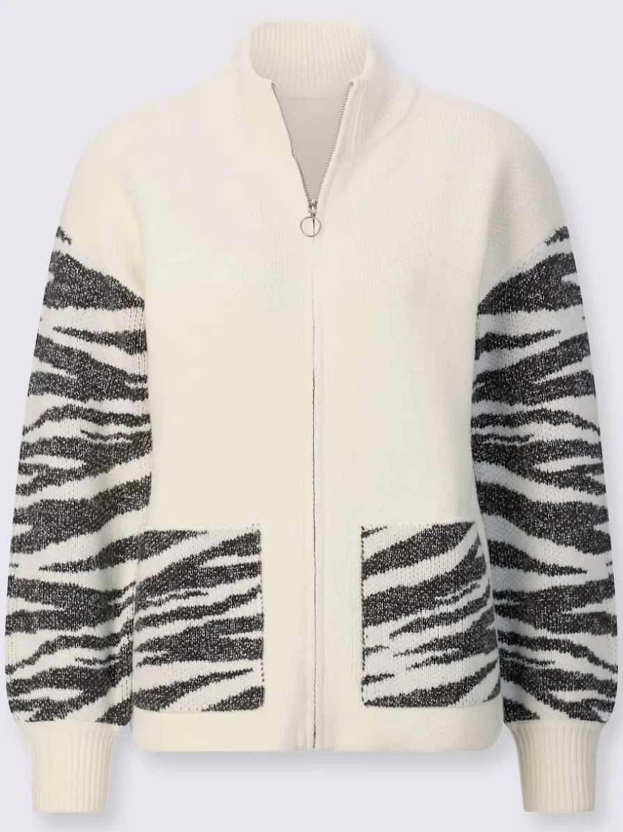 Veste en tricot jacquard fil argenté brillant couleur argenté