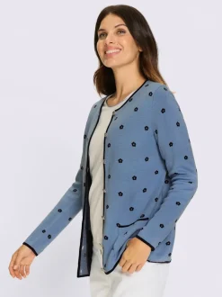 Veste en tricot jacquard fleurs en jacquard