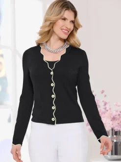 Veste en tricot manches et col à finitions ondulées