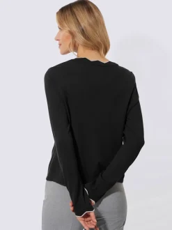Veste en tricot manches et col à finitions ondulées