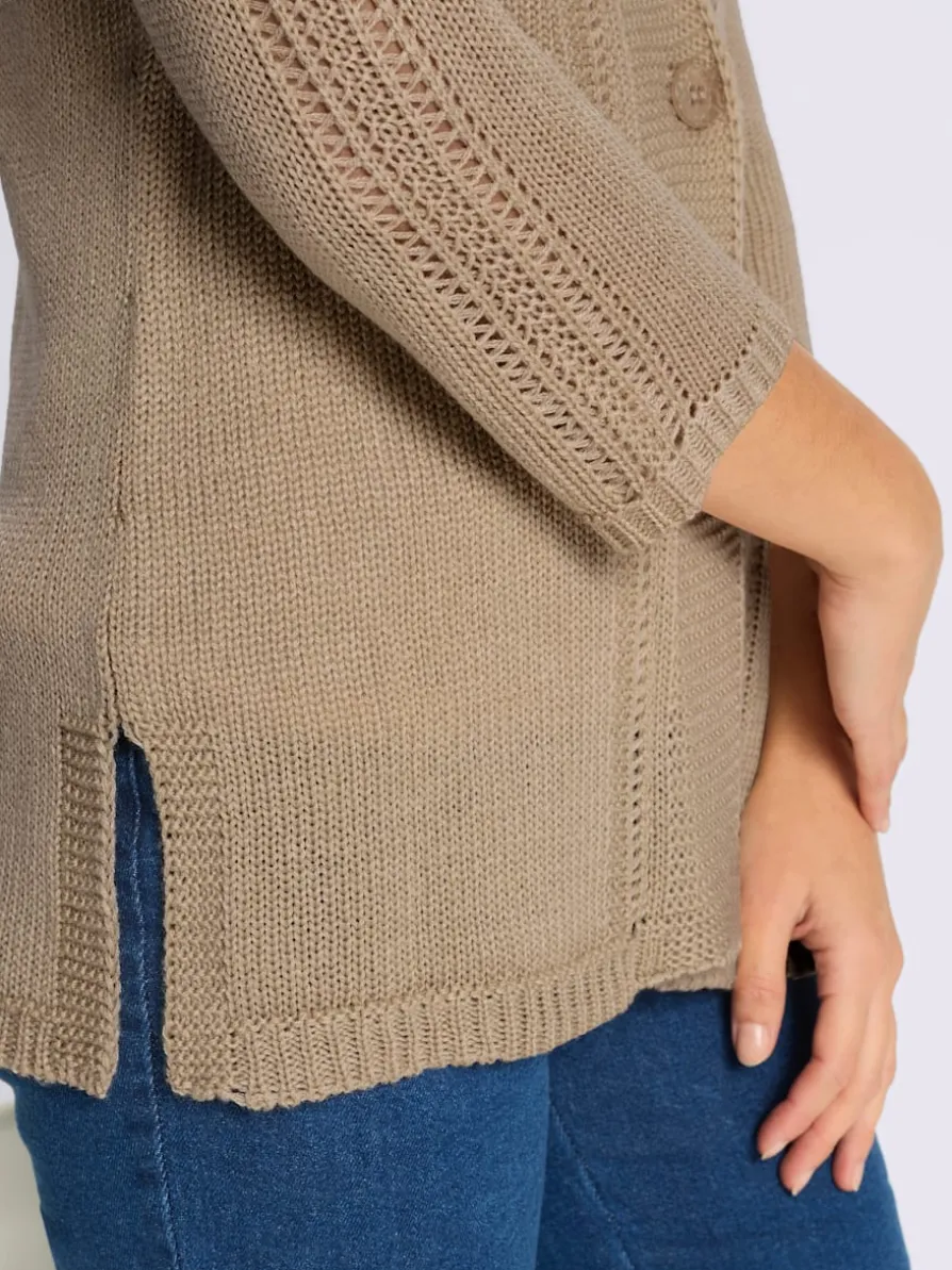 Veste en tricot tricot ajouré aux manches
