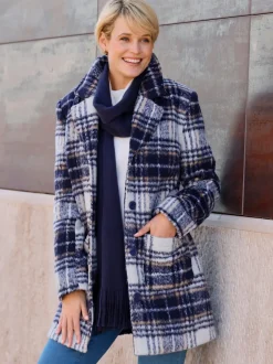 Veste longue col à revers à effet affinant