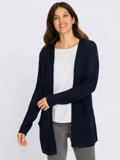 Veste longue en tricot coupe ouverte affinante